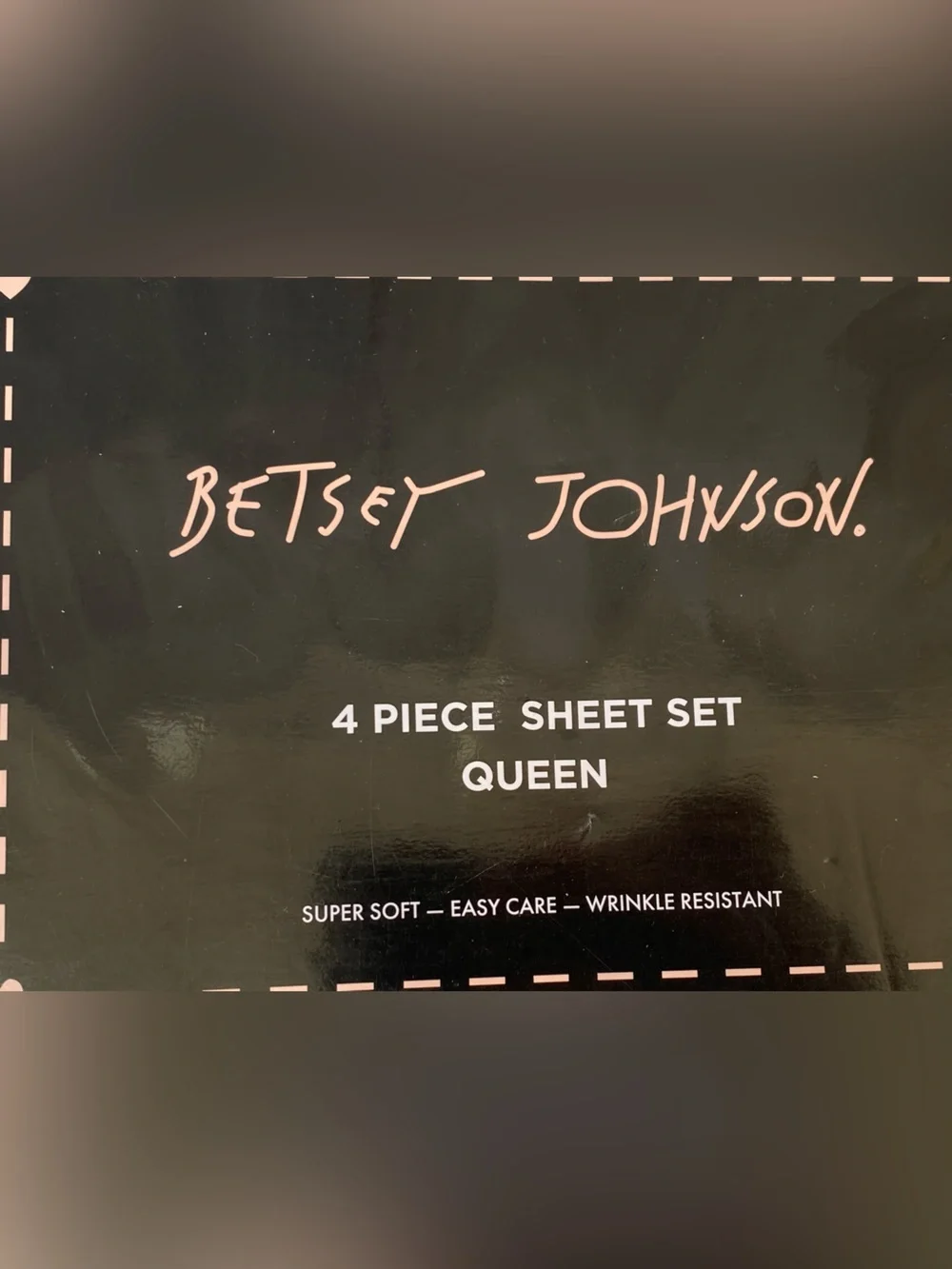 Betsey Johnson Queen Sheet Set 4 Piece Pink Black Coquette Bow Print